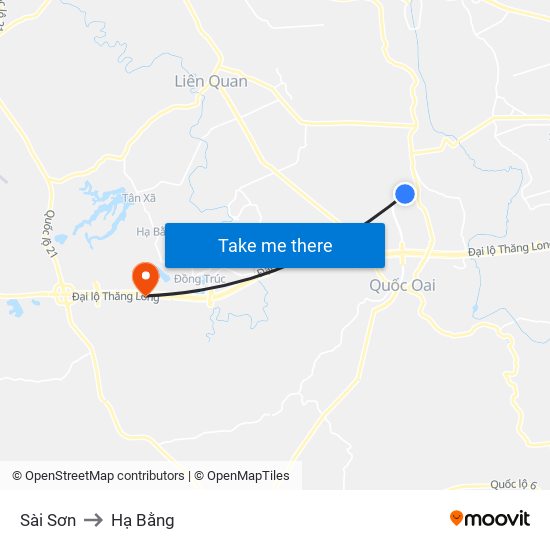 Sài Sơn to Hạ Bằng map