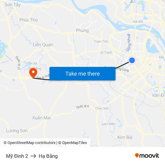 Mỹ Đình 2 to Hạ Bằng map