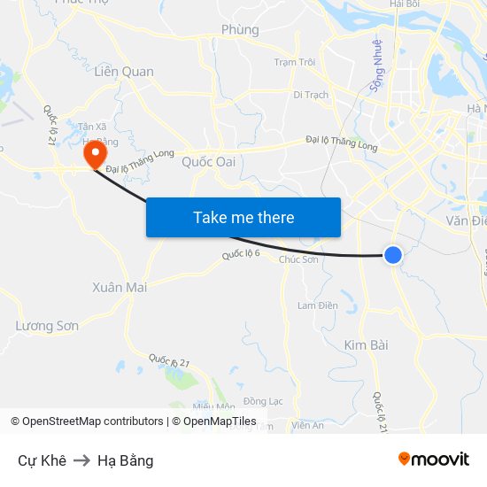 Cự Khê to Hạ Bằng map