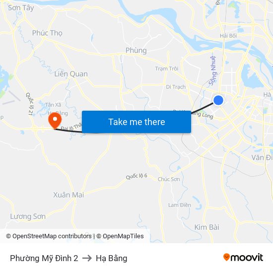 Phường Mỹ Đình 2 to Hạ Bằng map