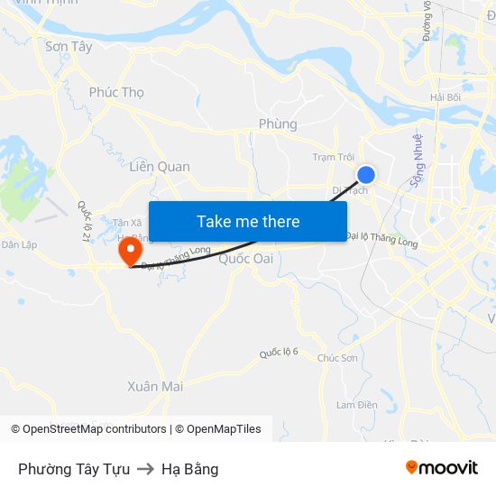 Phường Tây Tựu to Hạ Bằng map