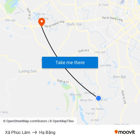 Xã Phúc Lâm to Hạ Bằng map