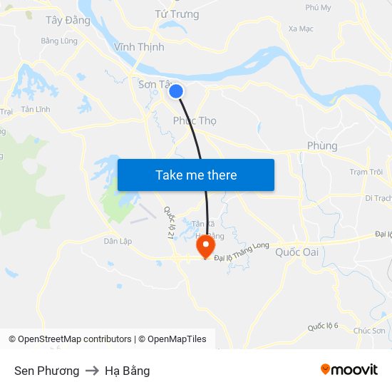 Sen Phương to Hạ Bằng map