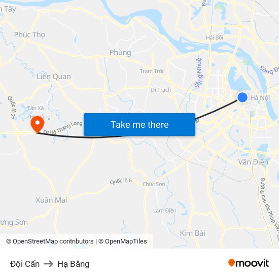 Đội Cấn to Hạ Bằng map