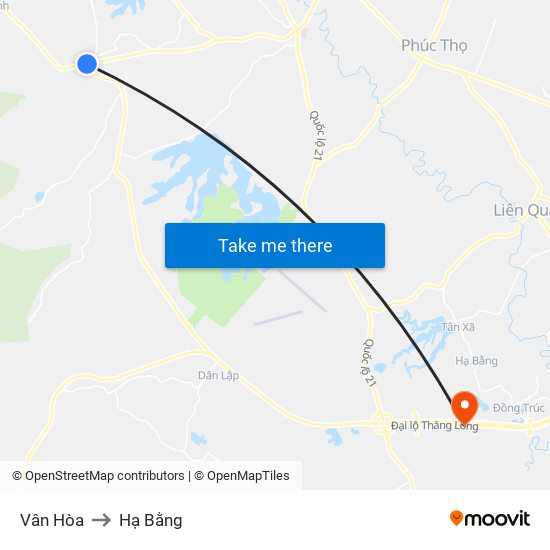 Vân Hòa to Hạ Bằng map