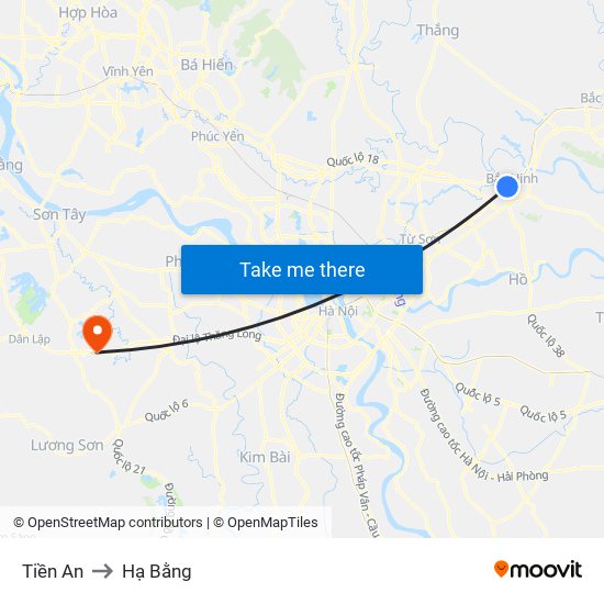 Tiền An to Hạ Bằng map