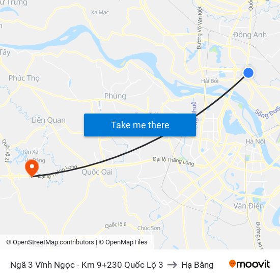 Ngã 3 Vĩnh Ngọc - Km 9+230 Quốc Lộ 3 to Hạ Bằng map