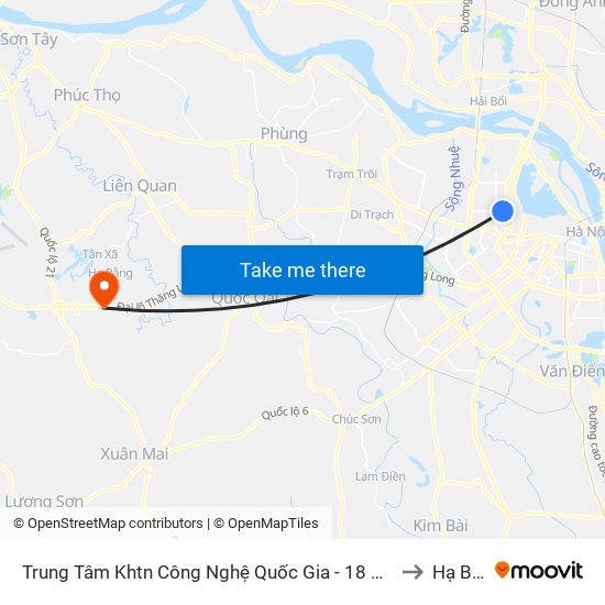 Trung Tâm Khtn Công Nghệ Quốc Gia - 18 Hoàng Quốc Việt to Hạ Bằng map