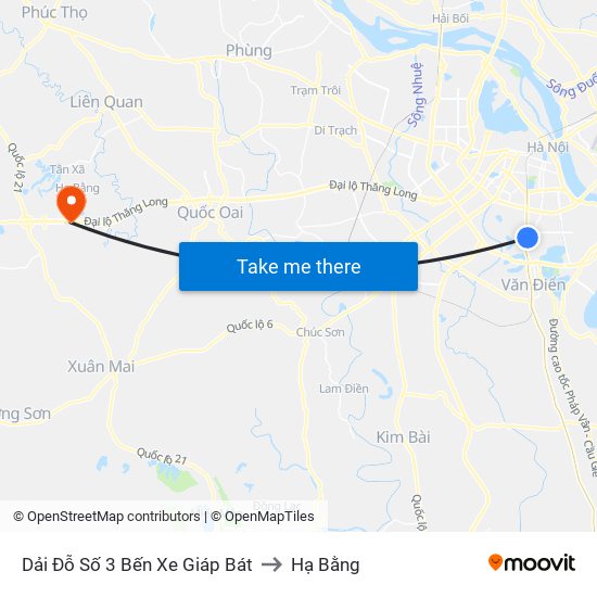 Dải Đỗ Số 3 Bến Xe Giáp Bát to Hạ Bằng map