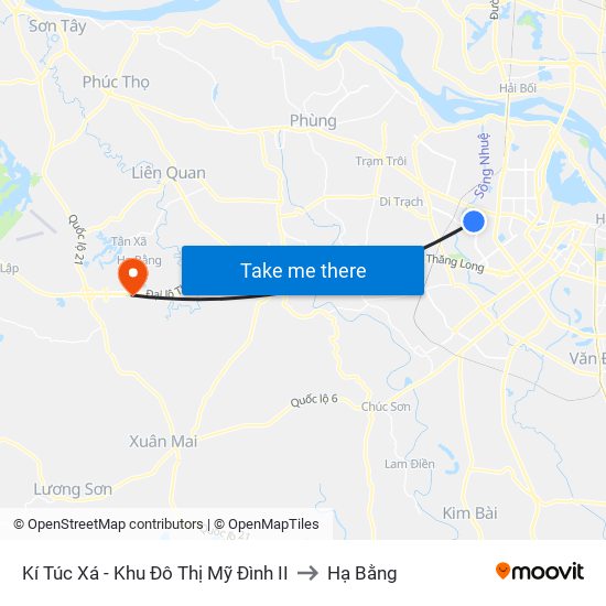 Kí Túc Xá - Khu Đô Thị Mỹ Đình II to Hạ Bằng map