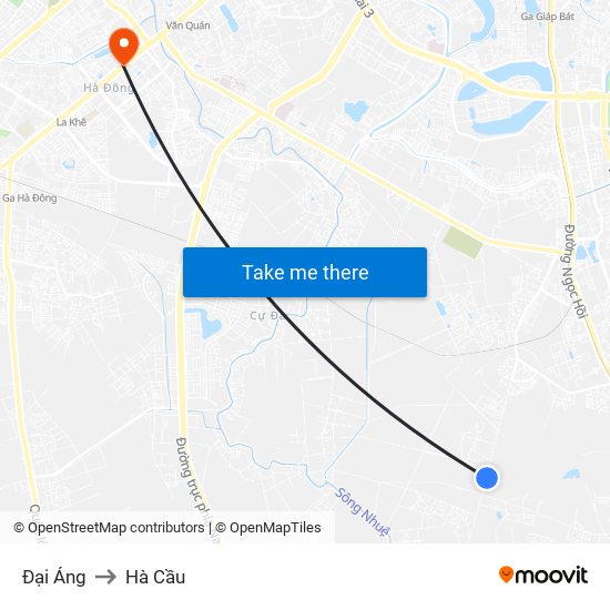 Đại Áng to Hà Cầu map