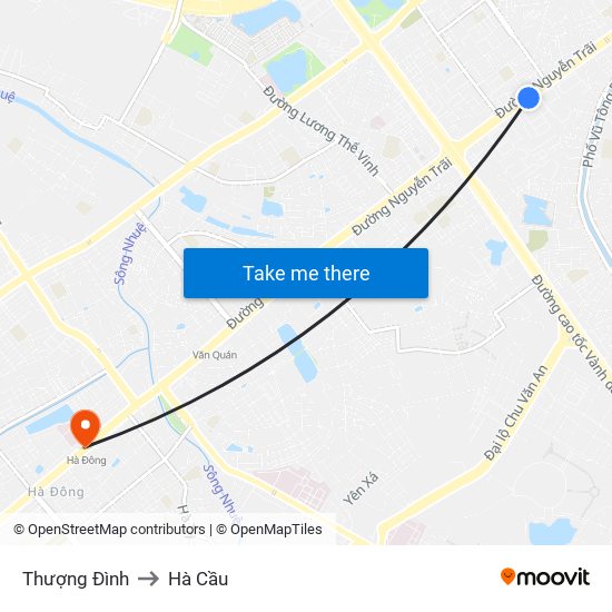 Thượng Đình to Hà Cầu map