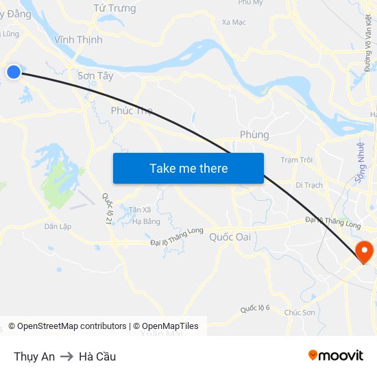 Thụy An to Hà Cầu map