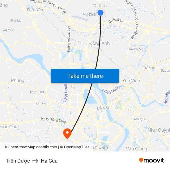 Tiên Dược to Hà Cầu map