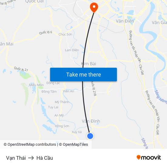 Vạn Thái to Hà Cầu map