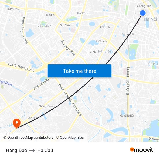 Hàng Đào to Hà Cầu map