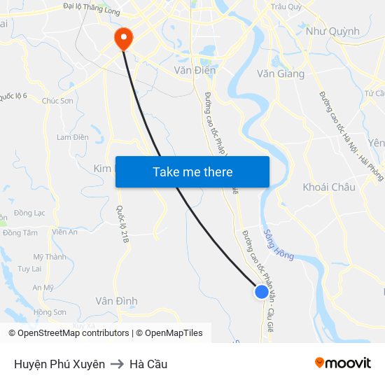 Huyện Phú Xuyên to Hà Cầu map