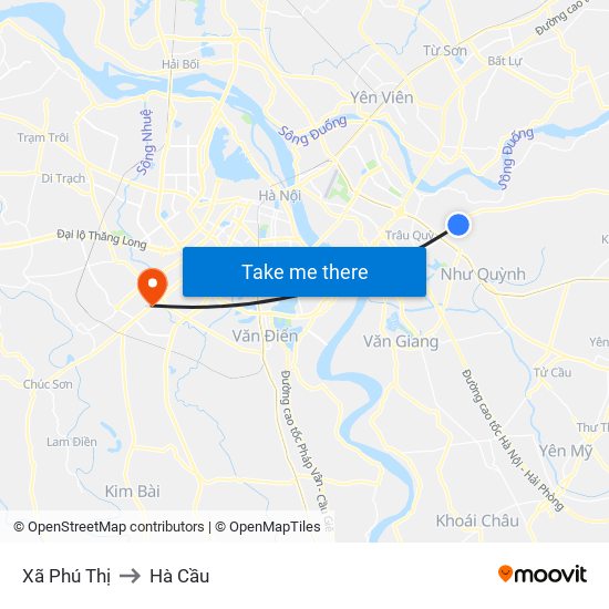 Xã Phú Thị to Hà Cầu map