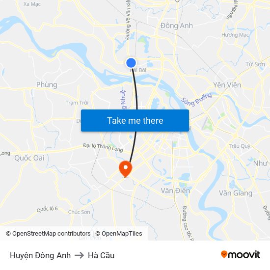 Huyện Đông Anh to Hà Cầu map