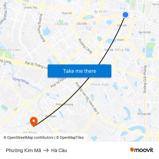 Phường Kim Mã to Hà Cầu map