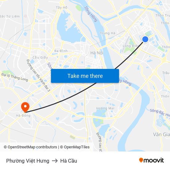 Phường Việt Hưng to Hà Cầu map