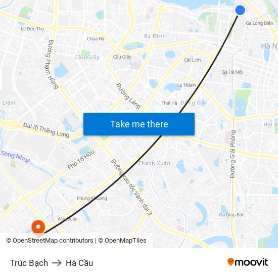 Trúc Bạch to Hà Cầu map