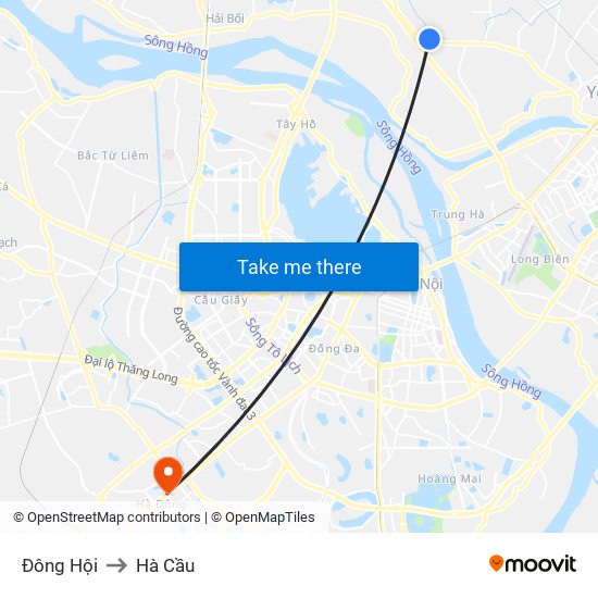 Đông Hội to Hà Cầu map