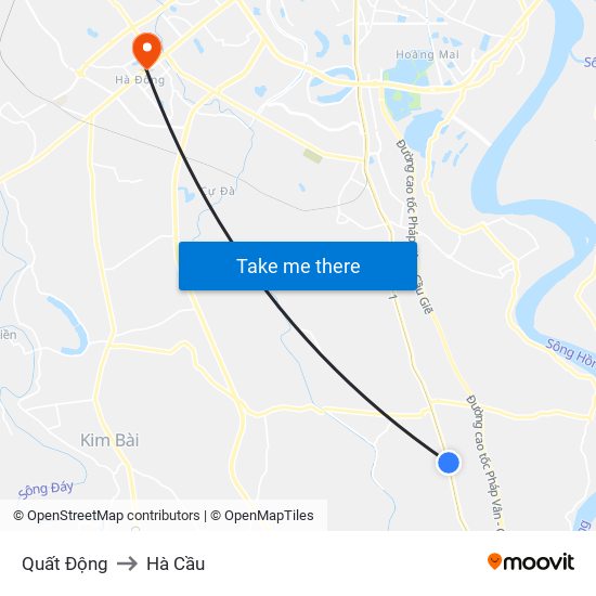 Quất Động to Hà Cầu map