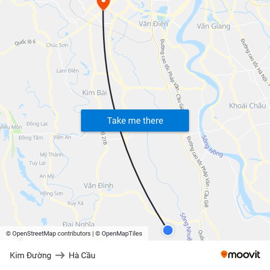 Kim Đường to Hà Cầu map