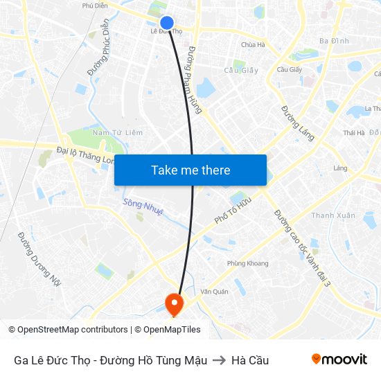 Ga Lê Đức Thọ - Đường Hồ Tùng Mậu to Hà Cầu map