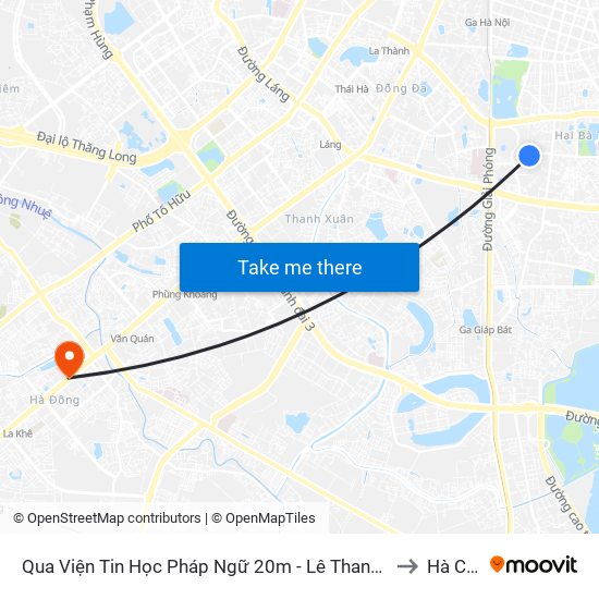 Qua Viện Tin Học Pháp Ngữ 20m - Lê Thanh Nghị to Hà Cầu map