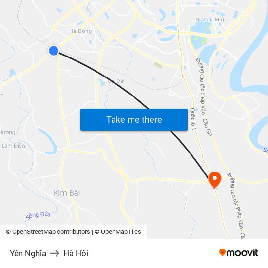 Yên Nghĩa to Hà Hồi map