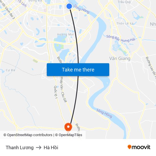 Thanh Lương to Hà Hồi map