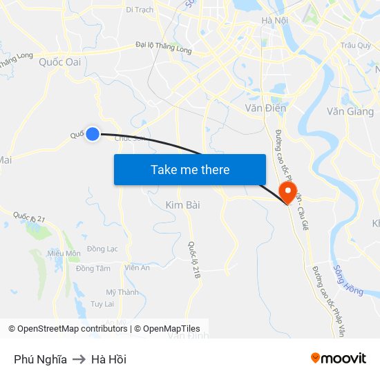 Phú Nghĩa to Hà Hồi map