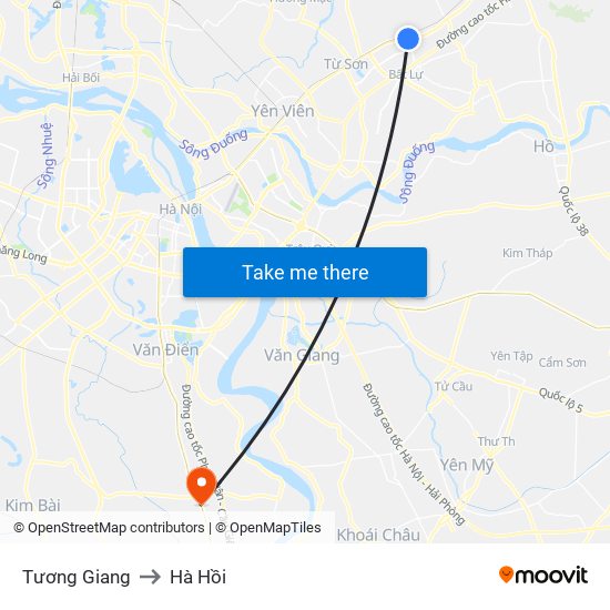 Tương Giang to Hà Hồi map