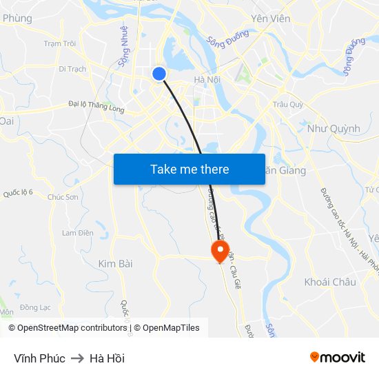 Vĩnh Phúc to Hà Hồi map