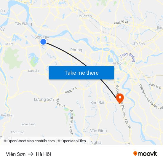 Viên Sơn to Hà Hồi map