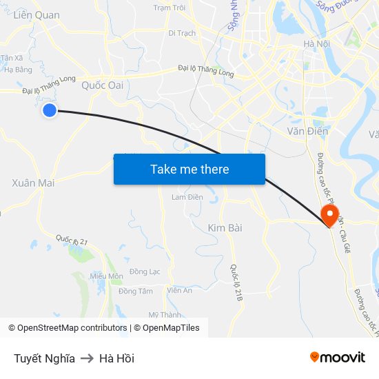 Tuyết Nghĩa to Hà Hồi map