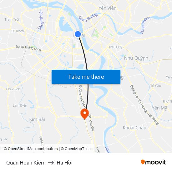 Quận Hoàn Kiếm to Hà Hồi map