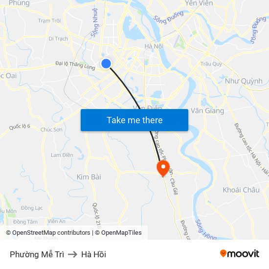 Phường Mễ Trì to Hà Hồi map