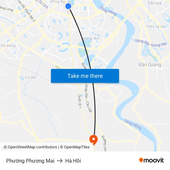 Phường Phương Mai to Hà Hồi map