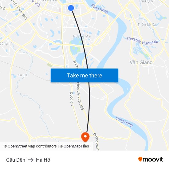 Cầu Dền to Hà Hồi map