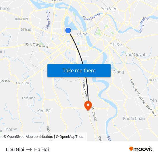 Liễu Giai to Hà Hồi map