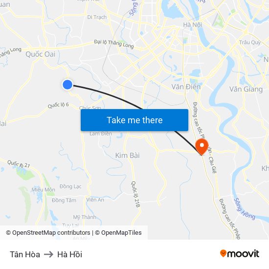 Tân Hòa to Hà Hồi map