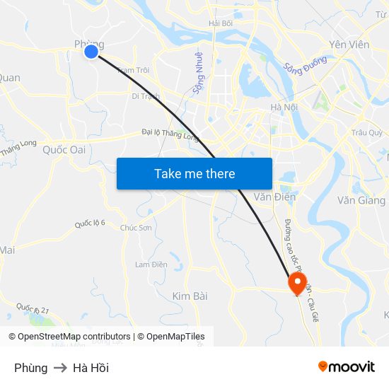 Phùng to Hà Hồi map