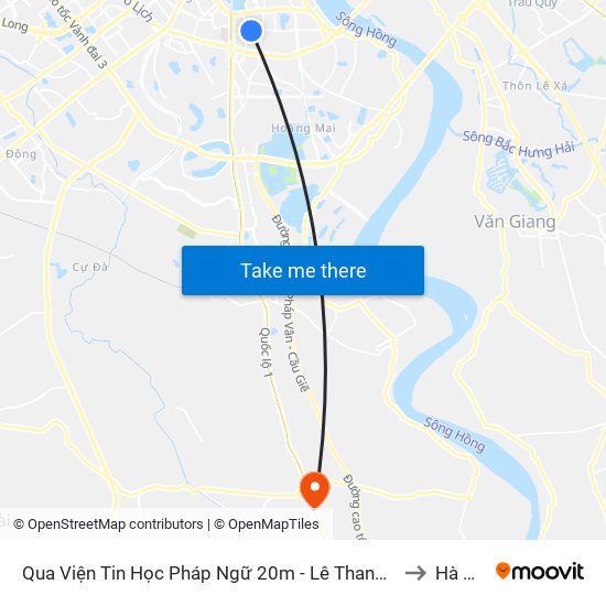 Qua Viện Tin Học Pháp Ngữ 20m - Lê Thanh Nghị to Hà Hồi map