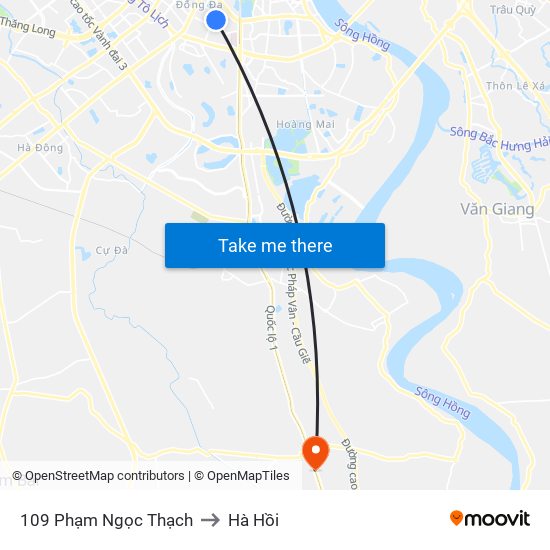 109 Phạm Ngọc Thạch to Hà Hồi map