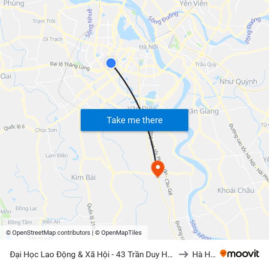 Đại Học Lao Động & Xã Hội - 43 Trần Duy Hưng to Hà Hồi map