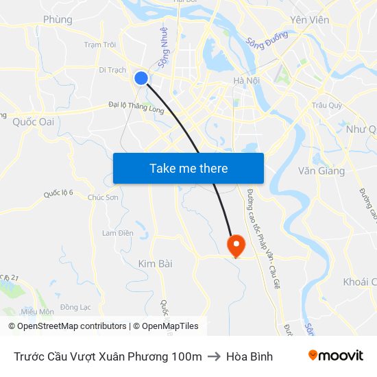 Trước Cầu Vượt Xuân Phương 100m to Hòa Bình map