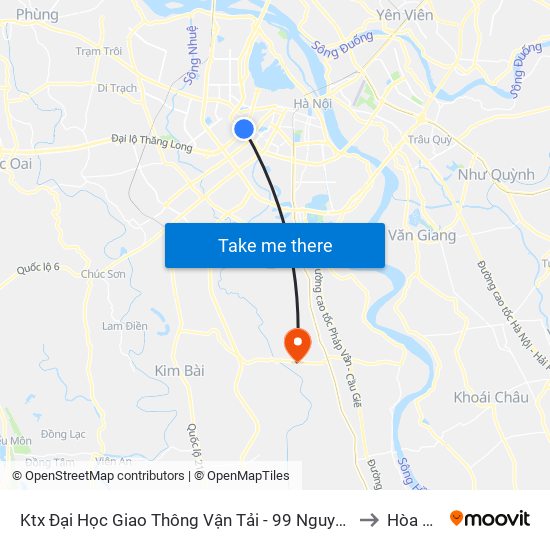 Ktx Đại Học Giao Thông Vận Tải - 99 Nguyễn Chí Thanh to Hòa Bình map
